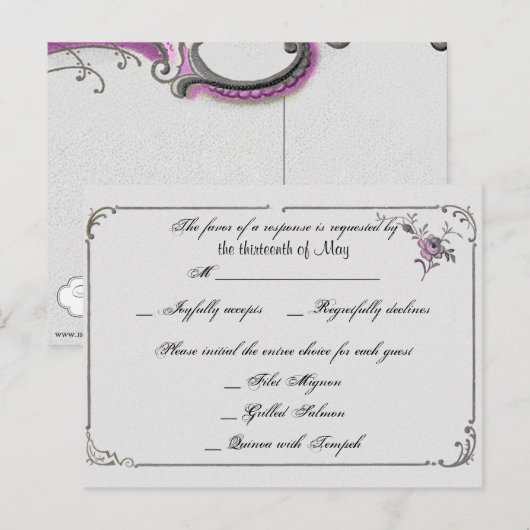 Franse Deco Lijst Posh RSVP Briefkaart (Voorkant / Achterkant)