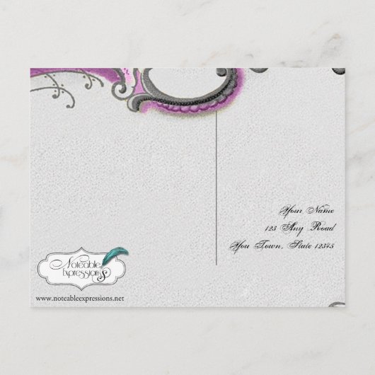 Franse Deco Lijst Posh RSVP Briefkaart (Achterkant)