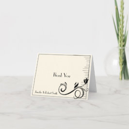 Franse Deco Roze Zwarte Crème Trouw Bruidsfeest Da Bedankkaart