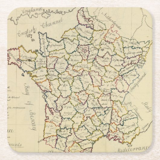 Franse departementen kartonnen onderzetters (Voorkant)
