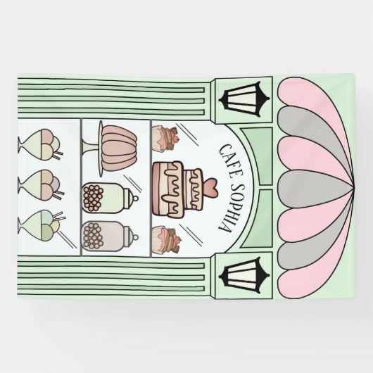 Franse dessert tafel achtergrond spandoek (Horizontaal)