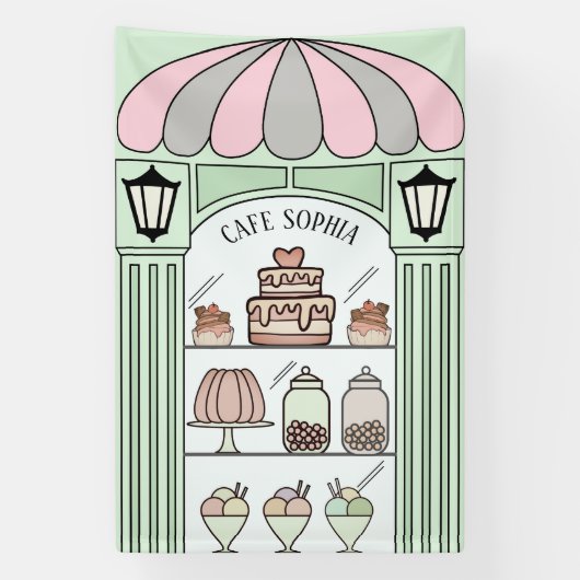 Franse dessert tafel achtergrond spandoek (Verticaal)