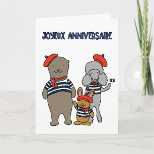 Franse Dierenvrienden Joyeux Anniversaire Verjaard Kaart