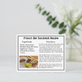 Franse dip-sandwich-kaart briefkaart (Staand voorkant)