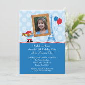 Franse Dog Artist Photo Birtday Invitation Kaart (Staand voorkant)