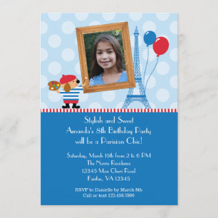 Franse Dog Artist Photo Birtday Invitation Kaart