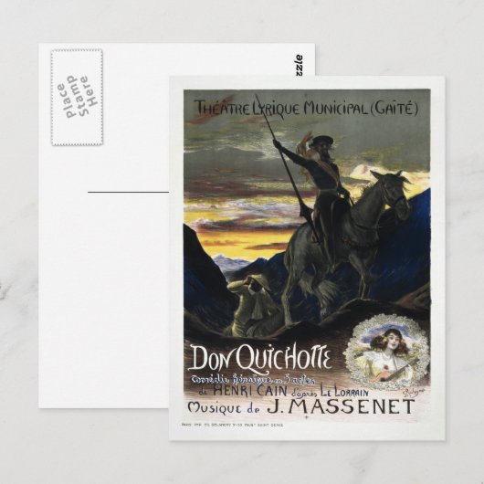 -Franse Don Quixote Opera Briefkaart (Voorkant / Achterkant)