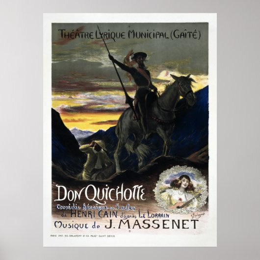 -Franse Don Quixote Opera Poster (Voorkant)