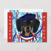 Franse doxie feestdagenkaart (Voorkant / Achterkant)