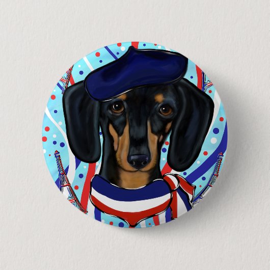 Franse Doxie Ronde Button 5,7 Cm (Voorkant)