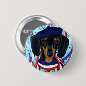 Franse Doxie Ronde Button 5,7 Cm (Voorkant /achterkant)