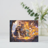 Franse Dragonslayer met Schat Scene Briefkaart (Staand voorkant)