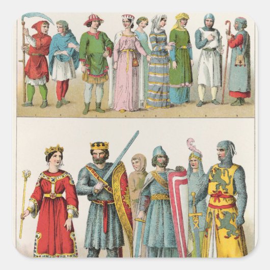 Franse dress vierkante sticker (Voorkant)