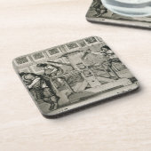 Franse drukpers, 1642 (graving) drankjes onderzetter (Linkerzijde)