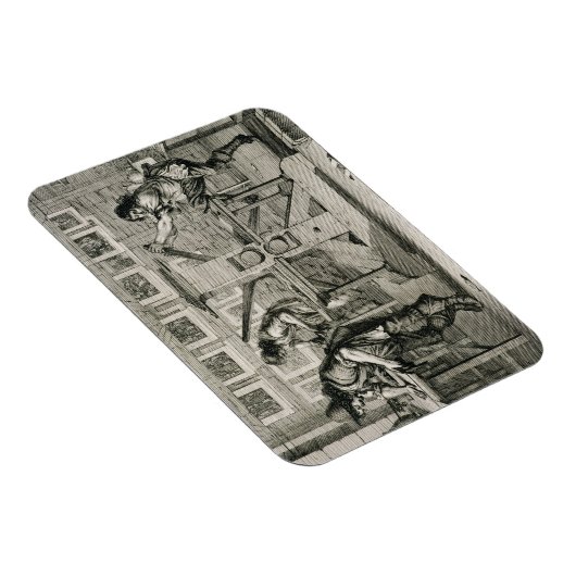 Franse drukpers, 1642 (graving) magneet (Rechterzijde)