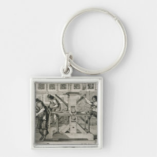 Franse drukpers, 1642 (graving) sleutelhanger