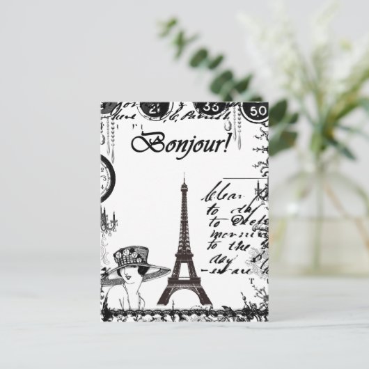 Franse Eiffel Tower Collage Briefkaart (Staand voorkant)