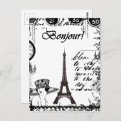 Franse Eiffel Tower Collage Briefkaart (Voorkant / Achterkant)