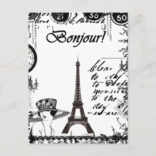 Franse Eiffel Tower Collage Briefkaart (Voorkant)
