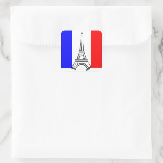 Franse eiffel vierkante sticker (Tas)