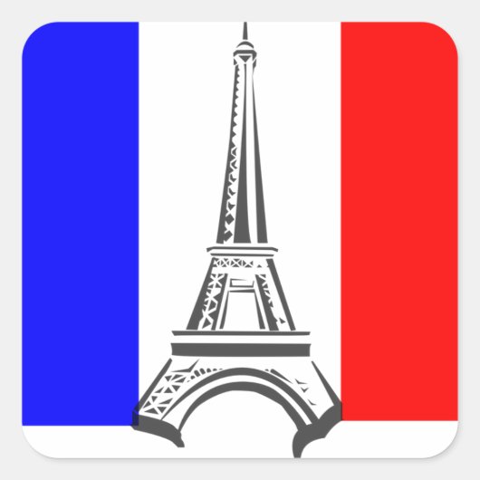 Franse eiffel vierkante sticker (Voorkant)