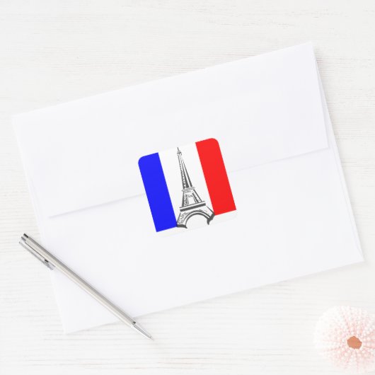 Franse eiffel vierkante sticker (Envelop)