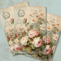Franse Eiffeltoren  Bloemen Roze Decoupage