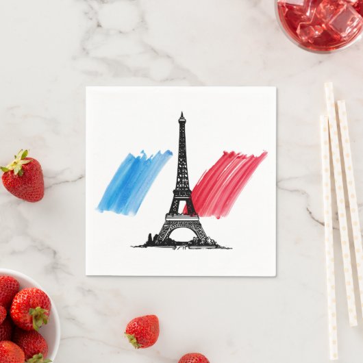 Franse Eiffeltoren en vlag diner Servet (Insitu)
