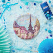 Franse Eiffeltoren, geïnspireerd landschap Papieren Bordje (Feest)