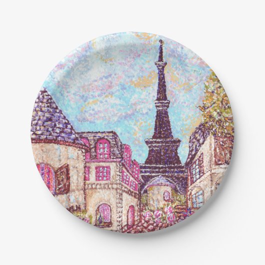 Franse Eiffeltoren, geïnspireerd landschap Papieren Bordje (Voorkant)
