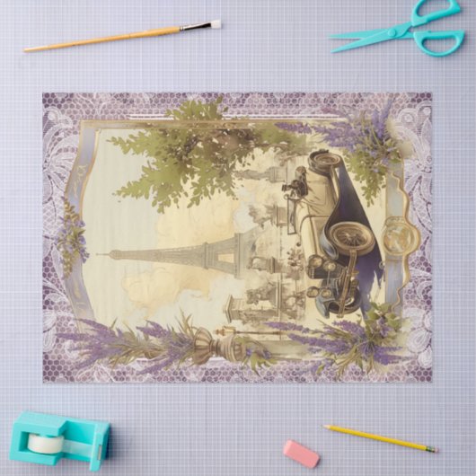 Franse Eiffeltoren lavendelkant Tissuepapier (Craft)