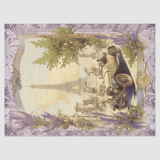 Franse Eiffeltoren lavendelkant Tissuepapier (Voorkant)