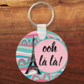 Franse Eiffeltoren Trendy Ooh la la!/ Monogram Sleutelhanger (Voorkant)