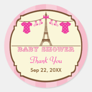 Franse Eiffeltoren Twin Baby shower Favor Sticker
