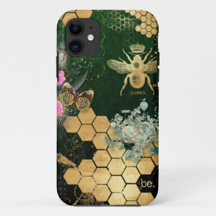 Franse elegant, Victoriaans, bij, bloemen, gouden Case-Mate iPhone Case