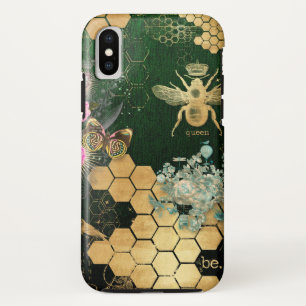 Franse elegant, Victoriaans, bij, bloemen, gouden Case-Mate iPhone Case