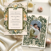 Franse Elegante  Bloemen Geel Wijze Trouwen Kaart