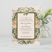 Franse Elegante  Bloemen Geel Wijze Trouwen Kaart (Staand voorkant)