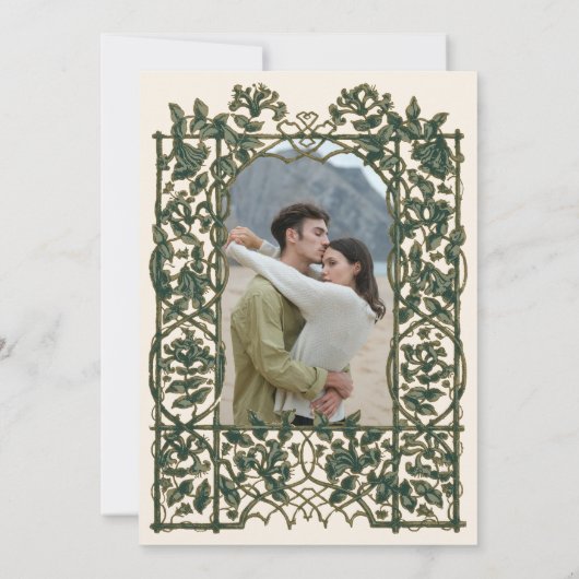 Franse Elegante  Bloemen Geel Wijze Trouwen Kaart (Achterkant)