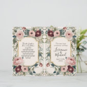 Franse Elegante Bloemen Roze Gouden Huwelijkscerem (Staand voorkant)