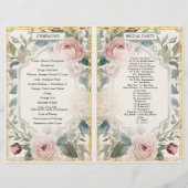 Franse Elegante Bloemen Roze Gouden Huwelijkscerem (Achterkant)