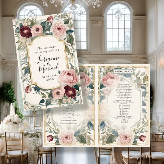 Franse Elegante Bloemen Roze Gouden Huwelijkscerem