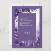 Franse elegantie: Eiffeltoren en Paarse bruiloft Kaart (Achterkant)