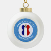 Franse engel Chanoeka vlag gepersonaliseerd Keramische Bal Ornament (Voorkant)
