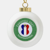 Franse engel kerstvlag gepersonaliseerd keramische bal ornament (Voorkant)