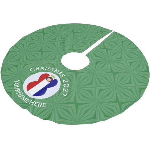 Franse engel kerstvlag gepersonaliseerd kerstboom rok (Gekanteld)