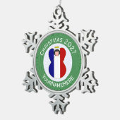 Franse engel kerstvlag gepersonaliseerd tin sneeuwvlok ornament (Rechts)