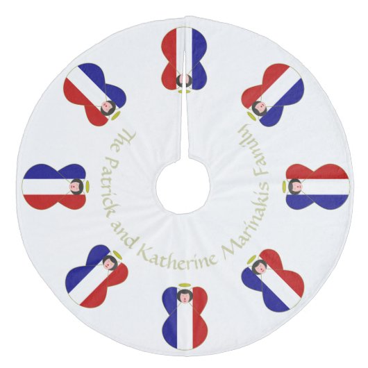 Franse engelenvlag Kerstmis Fleece Kerstboom Rok (Voorkant)