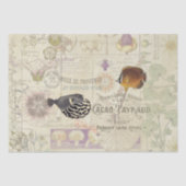 Franse ephemera Art Nouveau Flower Fish Tissuepapier (Voorkant)