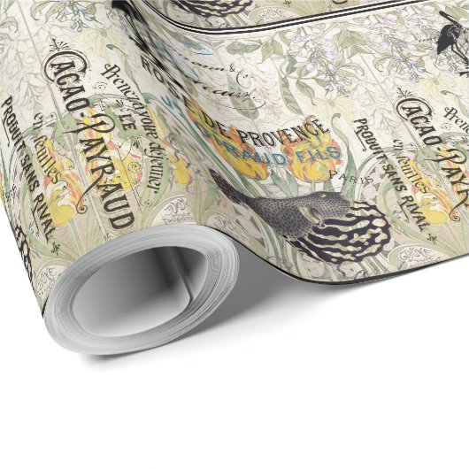 Franse ephemera Art Nouveau Tulip Flowers Cadeaupapier (Rol Hoek)